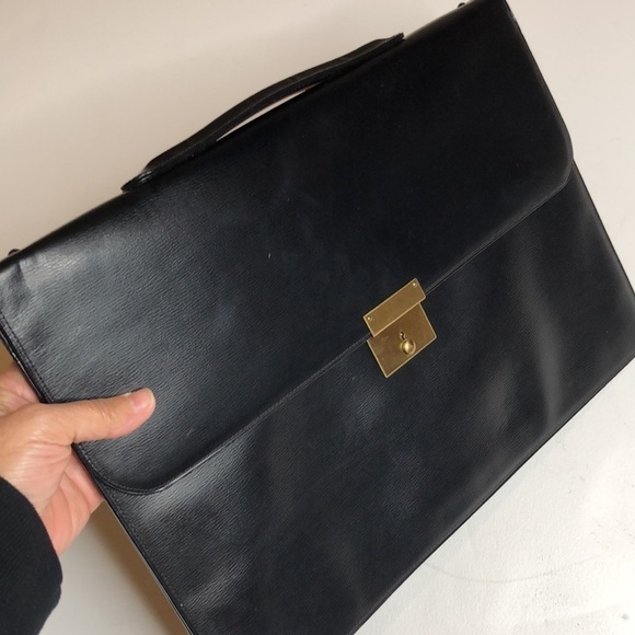 Black Leather Mark Cross folio Briefcase - Picture 3 of 11